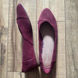 TOMS Julie Neat Ballet Flat Suede Burgundy Size 10
